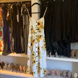 Never-Worn Sunflower Dress with Button Detail